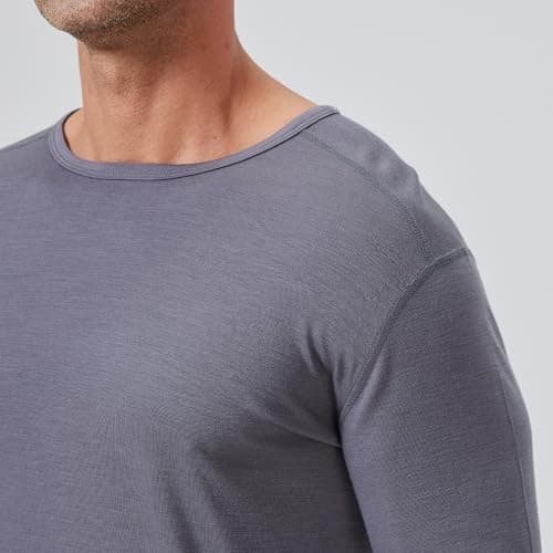 Outdoor Men's Merino Wool Quick-Drying Hiking Warm Long-Sleeved Underwear Sports Ski Base Top 300g Grey XL - Thumbnail 4