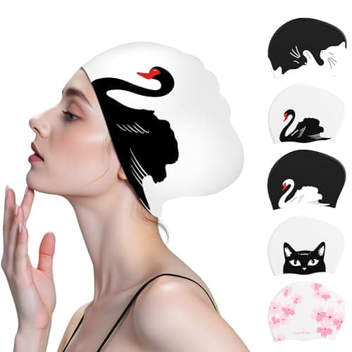 Large Swim Cap for Women Men, Swimming Caps for Long Hair Adults Youths,Silicone Swim Hats Bathing Caps to Keep Hair Dry - Image 1