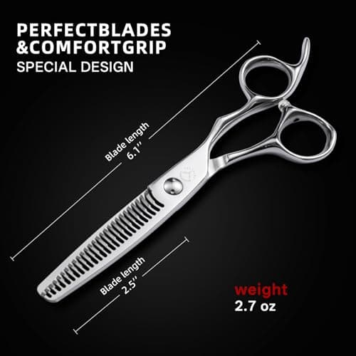 Professional 6.1 Inch Hair Thinning Shears VG10 Stainless Steel 27 Tooth 15% Low Thinning Rate for Seamless Blending and Controlled Texturizing - Thumbnail 5
