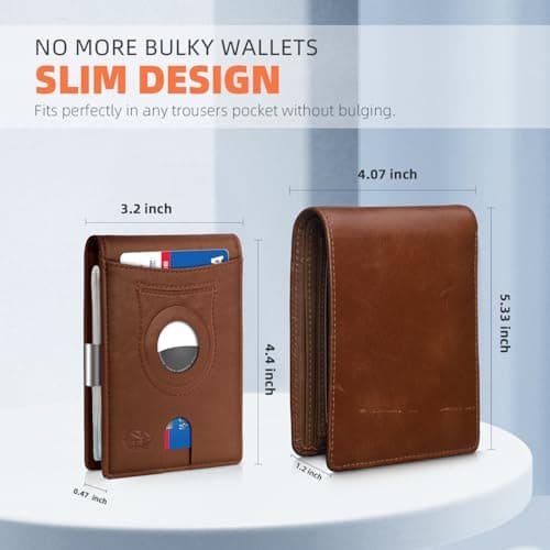Zitahli Airtag-Wallet-Mens-Slim-RFID Blocking Wallet Leather with Money Clip Air Tag Wallet Card Holder Bifold Gifts for Men - Thumbnail 3