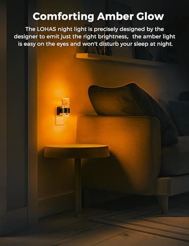 L LOHAS LED Night Light,Dimmable Night Lights Plug into Wall, Acrylic Nightlights with 0-100 LM Adjustable Brightness, Amber Plug in Night Light with Dusk to Dawn Sensor, for Bathroom Hallway - Thumbnail 5