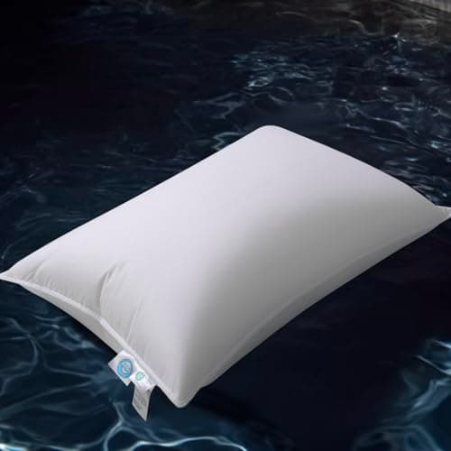 Acnalboma Luxury Down Pillow Queen, Hotel Quality Bed Pillows for Sleeping, 3-Chamber Premium Down Pillow Fluffy Soft for Side, Back Sleepers, 400 Count Cotton Shell, 1 Pack, 20"x30" - Image 1