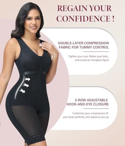 POP CLOSETS Fajas Colombianas Moldeadoras Tummy Control Shapewear, Black, M - Thumbnail 2