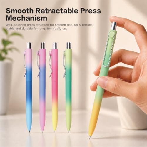 WY WENYUAN Cute Pens, Pastel Ballpoint Pens Bulk, Fine Point Smooth Writing Pens, Colorful Pens, Black Ink 1.0 mm Journaling Pen, Office Supplies for Women & Men, Note Taking - Thumbnail 3