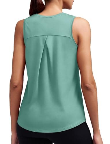 Alaroo Women's Workout Tops Sleeveless Loose Fit Pilates Outfits Yoga Shirts Gym Tank Tops for Women Summer Green Large - Image 1