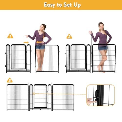 Getlay Dog Playpen 48 inch(H) 8 Panels Total 17.7 Ft(L) Dog Fence Outdoor for Yard. Wide Door Low Threshold，Metal Dog Pen Heavy Duty Pet Puppy Exercise Pen for Rv Camping Garden Yard - Thumbnail 2