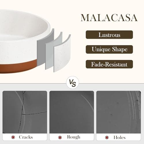 MALACASA Dog Bowls, Ceramic Dog Food and Water Bowls for Large Size Dogs, 6 Cups Capacity Pet Bowl for Large Dogs (L-6 Cups) - Thumbnail 3