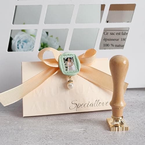 Pilloze Frame Wax Seal Stamp, 3D Embossed Relief Carving Brass Head and Wood Handle for Wax Seal Stamp Kit, Decor for Thanksgiving Card/Envelope/Gift Wrap/Wedding Invitation/Vellum Jacket - Thumbnail 5