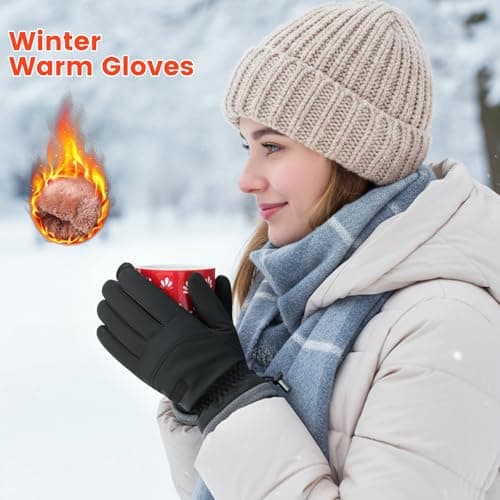 apaepr Winter Waterproof Ski Gloves Men Women, Snow Warm Cycling Cold Weather, Driving Biking Running (Balck, Medium) - Thumbnail 6