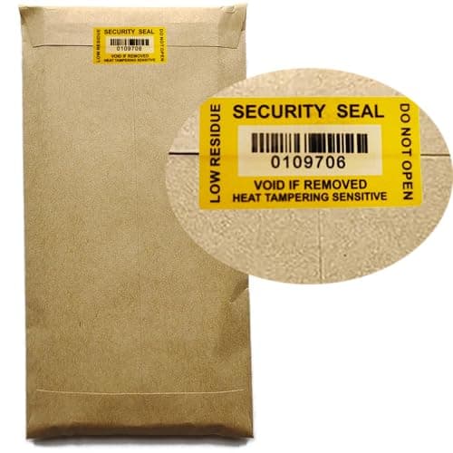 TSPC SECSEAL 100pcs 25x50mm Heat Tampering Fluorescent Mark Low Residue Tamper Evident Anti Counterfeit Tamper Proof Stickers Labels Seals (1 x 2 Inches, Matte Yellow, Serial Number) - Thumbnail 4