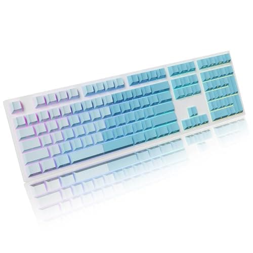 Gradient Blue Side-Print Shine-Through PBT Keycaps, 121 Keys Cherry Profile, Smooth Left-to-Right Gradient, Dual-Tone Spacebar with Light Strip, for MX Switches, for Keyboards with LED Facing South - Thumbnail 6
