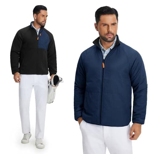 M MAELREG Men's Reversible Fleece Lined Jacket Full Zip Golf Jacket Winter Lightweight Softshell Coat Outerwear - Thumbnail 4