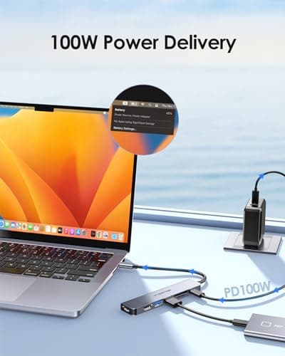 LENTION Laptop Docking Station Dual Monitor 4K@60Hz 7-in-1 USB C Hub Multiport Adapter with PD 100W Fast Charging, 2 USB A 3.0 Ports, SD&Micro SD Card Reader for 2025-2016 MacBook Pro/Air, MacBook Neo - Thumbnail 4
