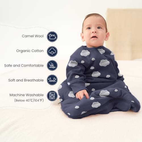 kaiya baby Unisex Sleeping Bag for Babies and Toddlers 3.5 Tog Sleep Sack 0-6 Months, Long Sleeve Sleep Sack, Wearable Blanket Baby, One Piece with Sleeves, Gifts for Toddler - Thumbnail 2
