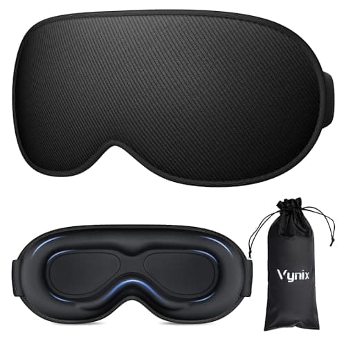 Vynix Sleep Mask for Men Women - 100% Blackout Eye Masks for Sleep, Zero Pressure 3D Sleeping Mask, Adjustable Light Blocking Eye Cover Blindfold for Travel, Nap, Night Work, Office - Black - Image 1