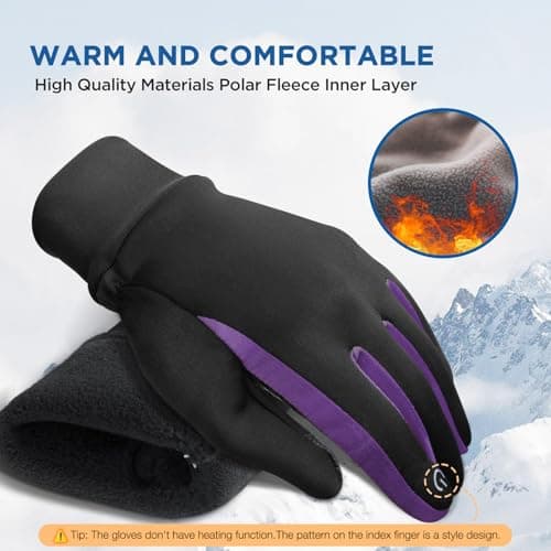 SIMARI Kids Winter Gloves with Touchscreen, Warm Thermal, Water-Resistant, Windproof for Boys Girls Toddler, Gloves for Cold Weather Running Cycling Snow Skiing Hiking Football Rugby Camping, Purple - Thumbnail 2