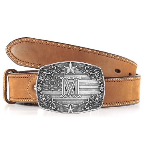 Absbolo Western Belt Buckle Men Initial Letter ABCDJRM to Z Silver Cowboy Belt Buckles for Women - Thumbnail 4