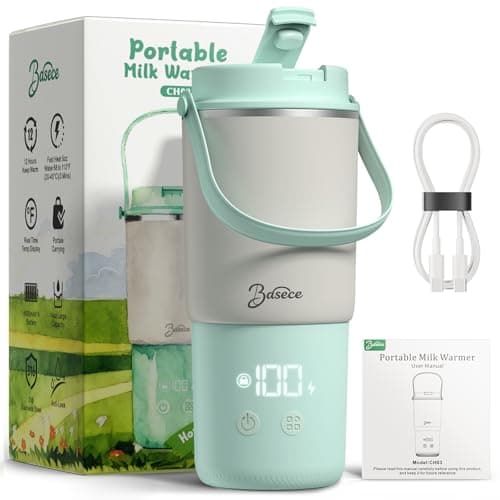 Portable Bottle Warmer for Travel, 120W Fast Heating, Easy to Clean& 8-Temperature Portable Milk Warmer for Babies and Infants,24-Hour Keep-Warm for Baby Formula, Breast Milk & Waterm,Green