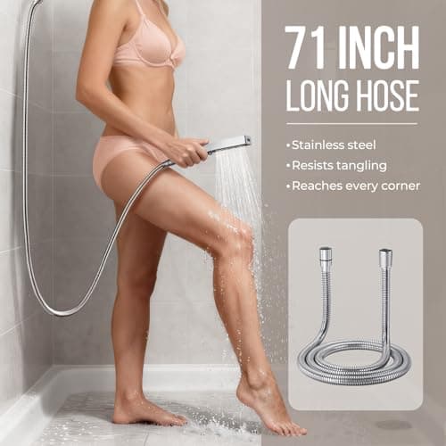 G-Promise All Metal 12 Inches Rain Shower Head with Handheld Spray Combo Build-in Power Wash Mode, Ideal for Modern Bathroom Upgrade (1.8 GPM) - Thumbnail 5