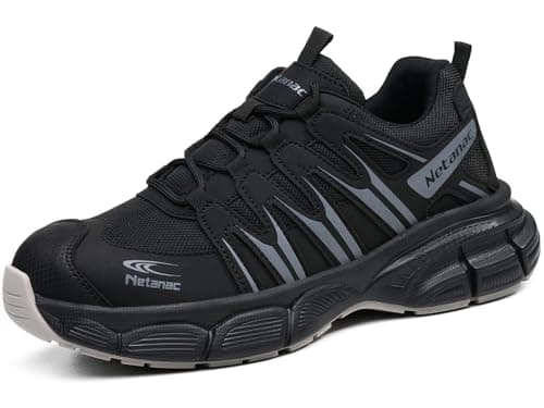 Netanac Comfort Steel Toe Shoes for Men, Durable Work Safety Sneakers