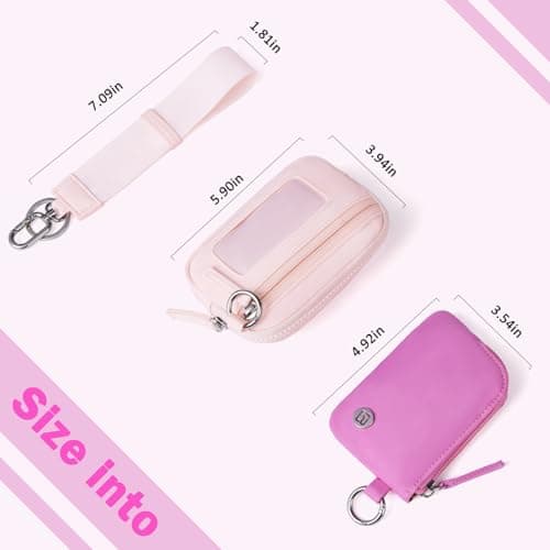 POIUGOYA Nylon Wristlet Wallets, Dual Pouch Keychain Wristlet Wallet, RFID Small Wallet With Coin Pouch,ID Window For Travel - Thumbnail 3