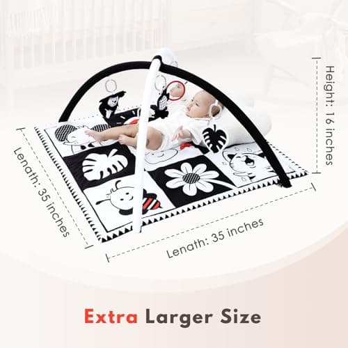 Lovvie & Joy Baby Play Activity Gym Tummy Time Mat for Infant,Baby Gyms & Playmats for Babies 0 to 3 6 9 12 Months with 5 Toys for Early Sensory Exploration and Motor Skill Development - Thumbnail 5
