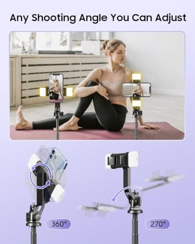 ACKIMA 53'' Selfie Stick Tripod with Light, Enhanced 4-Leg Cell Phone Stand Camera Tripod with Rechargeable Wireless Remote & 2 Fill Light, Portable Selfie Stick Travel Essentials for iPhone Android - Thumbnail 4