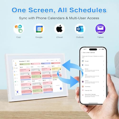 COMIX 10.1" Smart Calendar Display - Digital Family Wall Planner & Wi-Fi Chore Chart Syncs with Phones, Touch Screen Command Center & Digital Photo Frame for Home Organization, Office, Elderly - Thumbnail 3