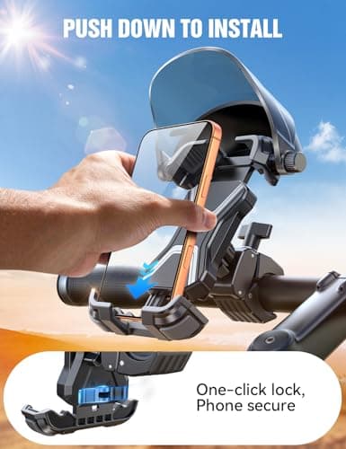 JOYROOM Bike Phone Holder Mount [Avoid Glare][Full Silicone Protection] Phone Mount for Scooter Ebike Bicycle Handlebar Cell Phone Clamp for iPhone 17 16 15 Pro Max S26, More 4.7-7" Phones - Thumbnail 4