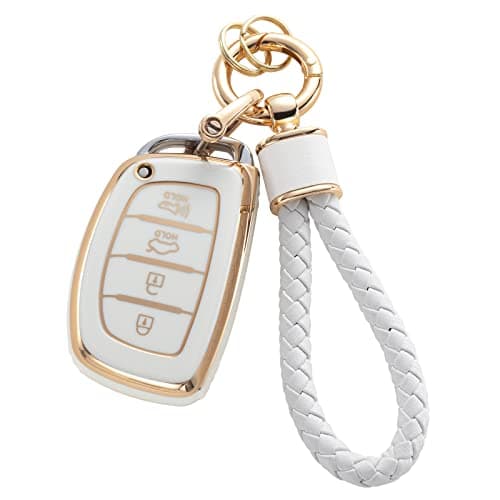 RUABIBAN for Hyundai Key Fob Cover with Keychain, Soft TPU Key Case Protection Shell Fit for lantra Ioniq Sonata Tucson Elantra GT