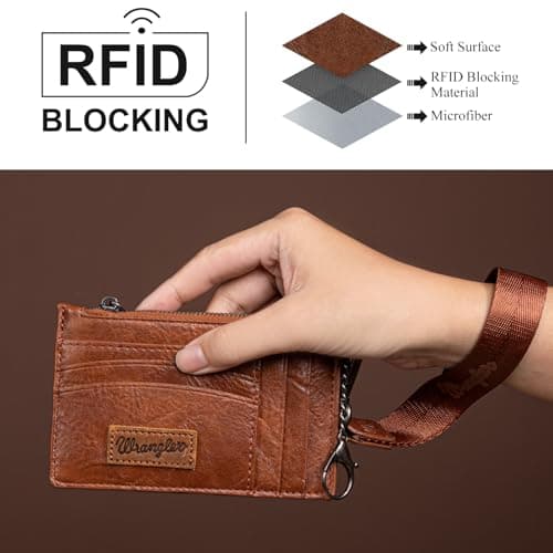 Montana West X Wrangler Credit Card Wallet RFID Card Holder for Women Card Case Wallet Slim Card Wallet with Keychain Wristlet Strap - Thumbnail 2