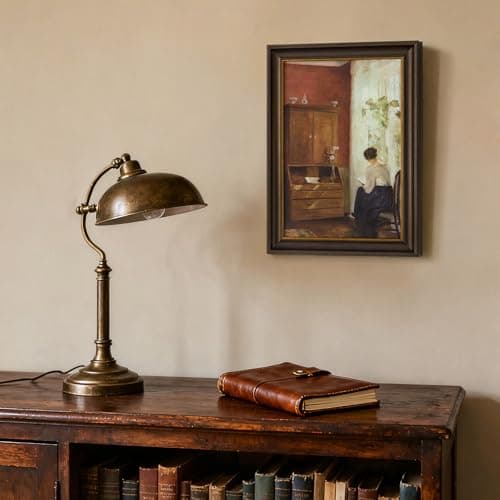 Vintage Gold Framed Canvas Book Wall Art, Woman Reading by Window, Rustic Gold Framed Canvas Prints Oil Painting Pictures, Farmhouse Room Decor for Bedroom Study Room Dorm,Gift for Book Lovers,8x12 Vintage Art Print - Thumbnail 3