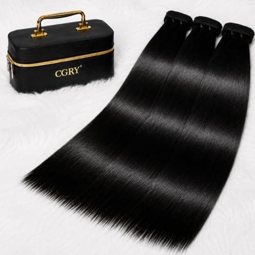 CGRY 18A Raw Indian Human Hair Bundles Straight, Double Drawn, 3 Bundles