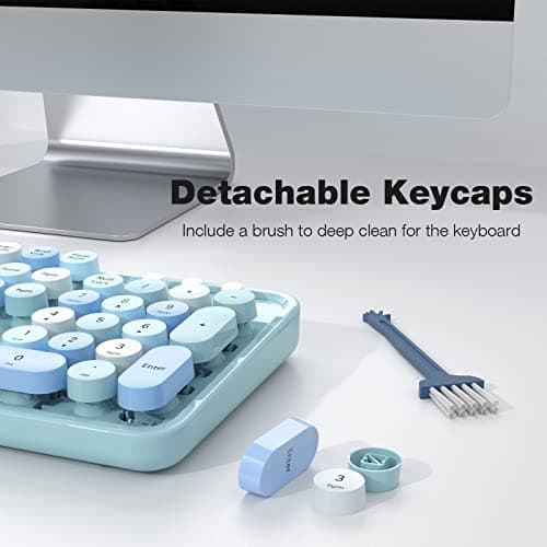Dilter Wireless Keyboard and Mouse Combo, 104 Keys Full-Sized Typewriter Keyboards, 2.4 GHz USB Receiver Plug and Play, for Windows, PC, Laptop, Desktop (Blue Colorful) - Thumbnail 6