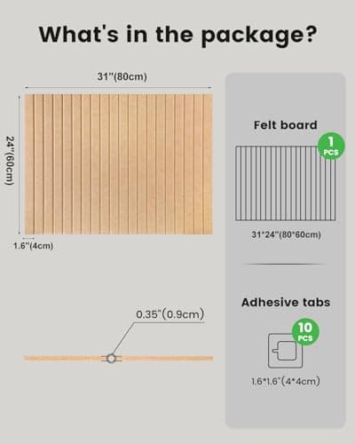Nysunten 24x31 inches Large Felt Bulletin Board 0.35in Thicker, Cork Board with Safe Removable Nano Self-Adhesive Tabs, Wall Felt Board for Bedrooms, Living Rooms, Offices, Flower Shops - Dark Camel - Thumbnail 6