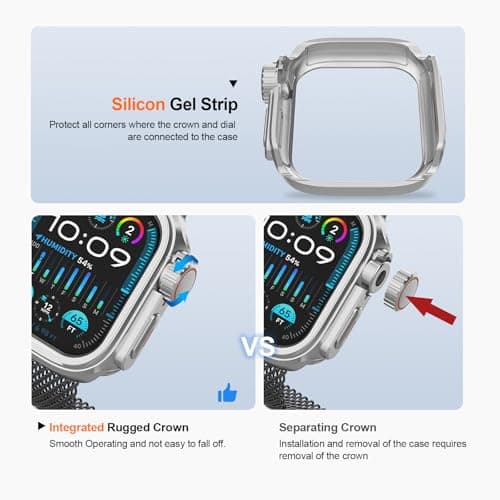 SDOCEBF 2 in 1 Metal Alloy Case for Apple Watch Series 11/10 46mm, Rugged Aluminum Bumper with Back Cover, Shockproof Protective Case for Gift-Ready, Silver - Thumbnail 4