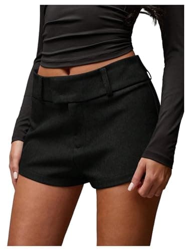 RoseSeek Women's Elegant Mini Shorts Dressy Casual Office Work Summer Shorts with Pockets Pure Black XX-Large - Image 1