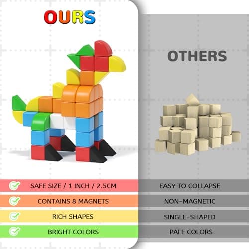 Hiwawind 84pcs Magnetic Blocks,Toys for 3 Year Old Boys & Girls, Sensory Toys for Kids with Autism, STEM Preschool Montessori Toys for Toddlers 3-5, Christmas Toys Birthday Gifts for Grandkids - Thumbnail 4