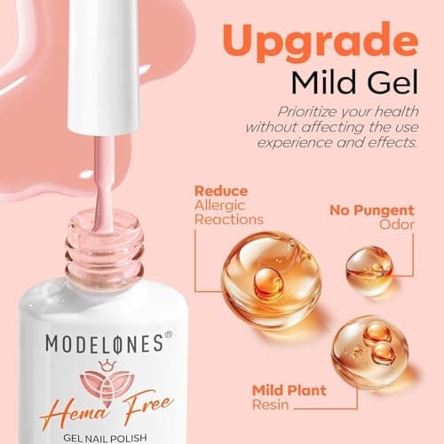 modelones Jelly Gel Nail Polish 6 Colors Hema Free Transparent Jelly Milky Pink Sheer Pink Neutral Nude Gel Polish Nail Soak off Nail Polish French Nail Art Manicure DIY Home Salon Gift Women - Thumbnail 6