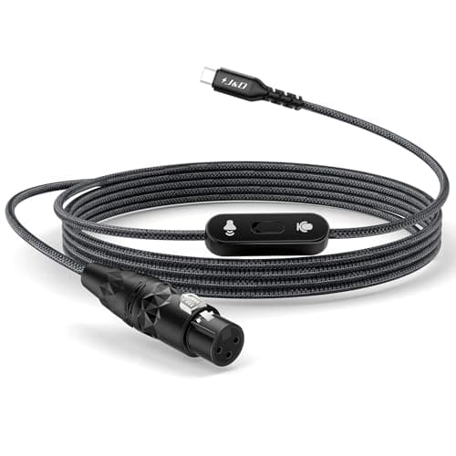J&D USB C to XLR Microphone Cable, 2 in 1 Audio Cord with Switch Button, Supports Audio Recording and Playback, Compatible with iPhone 15 Series, XLR Female Connector, 6.6 feet