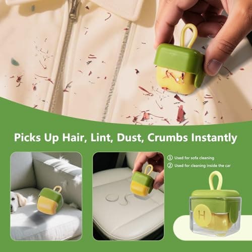 Karlstruyn Mini Lint Roller, Reusable Travel Portable Lint Roller Mini, Washable Sticky Roller for Pet Hair Debris Removal Tool (Green) - Thumbnail 3