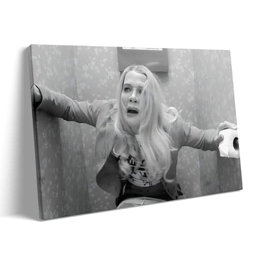 VYPEROCK Vintage Framed Canvas Wall Art Bathroom Decor White Chicks Black and White Toilet Panic Poster Print Comedy Painting Humor Artwork for Living Room Guest Bath Wall Home Decoration, 8x10inch - Thumbnail 2