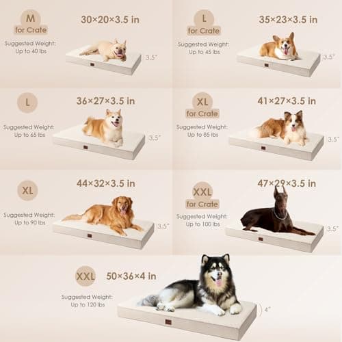 EHEYCIGA Orthopedic Dog Beds for Large Dogs with Removable Washable Cover for Crate, Camel, 35x23 - Thumbnail 3