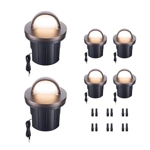 Varmtalys 3000K Landscape Well Lights, 6 Pack 6W 420LM LED Low Voltage 12V In-Ground Lights, IP67 Waterproof Aluminum Oil-Rubbed Bronze, Single-Side Lighting Outdoor for Pathway, Lawn - Image 1