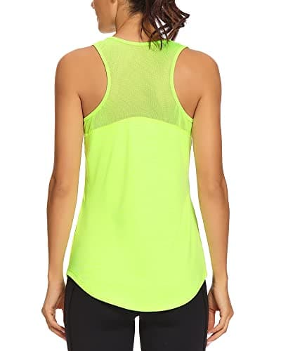 Quccefods Workout Tank Tops for Women Sleeveless Athletic Yoga Shirts Mesh Racerback Tank Tops Gym Workout Clothes Neon Green - Image 1