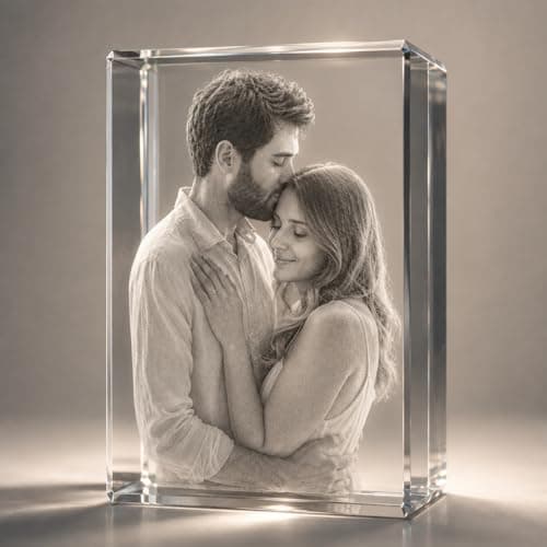VYPEROCK Custom 3D Crystal Photo Personalized Made in Houston USA, Laser Engraved K9 Crystal Keepsake for Couple Family Pet Memorial, Unique Wedding Anniversary Birthday Gift for Wife Mom Women - Image 1