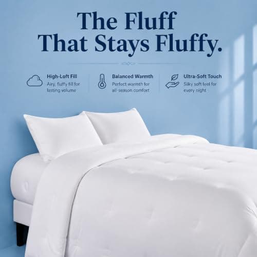 Marshmallow Cloud Comforter King, Ultra Fluffy Double-Stuffed Down Alternative Duvet Insert, Temperature-Regulating All Season Comforter, Lightweight Soft Luxury Cooling Bedding Cloud Quilt, White - Thumbnail 2