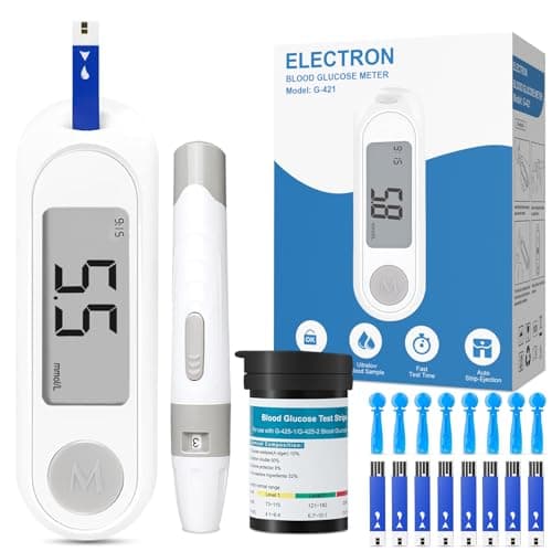 Blood Sugar Monitor,Glucose Monitor Kit with 50 Test Strips & 50 Lancets for Diabetes Testing, Blood Glucose Meter with Auto Eject, No Coding & Large LCD for Seniors