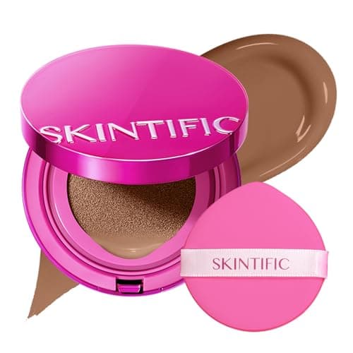 SKINTIFIC Pink Glow Cushion Foundation #08N Rich Toffee| Medium Coverage, Natural Glow Finish, Moisturizing for Dry Skin, Lightweight, Long-Lasting & Oxidation-Resistant