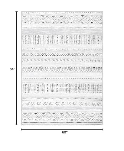cotiled 5x7 Area Rug Living Room: Washable Boho Rugs with Non Slip Backing Large Soft Indoor Stain Resistant Carpet for Bedroom Farmhouse Dining Room Lightweight Home Decor Dark Grey - Thumbnail 2
